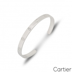 Cartier White Gold Diamond Cuff Love Bracelet Size 17 B6029917 Cartier White Gold Diamond Cuff Love Bracelet Size 17 B6029917